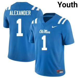 #1 Powder Blue Ole Miss Alumni Youth Deuce Alexander College Football Jerseys 748869-455