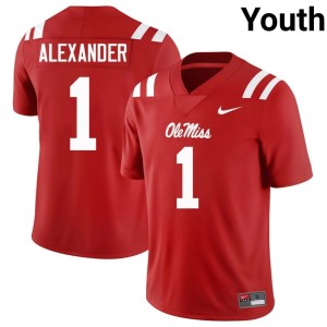 #1 Red College Football Youth Embroidery UM Rebels Deuce Alexander Jerseys 200104-408