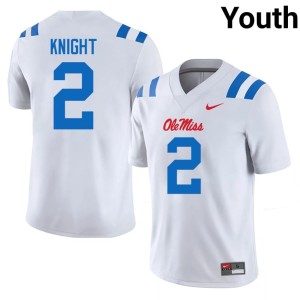 #2 Youth Embroidery College Football UM Rebels Deuce Knight White Jerseys 868155-114