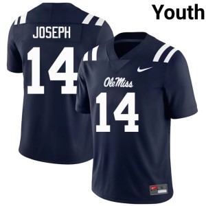 #14 Game College Football Youth Edwin Joseph Forward Rebels Navy Jerseys 850886-240