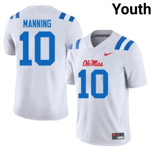 #10 White University of Mississippi College Football Youth Player Eli Manning Jersey 327185-630