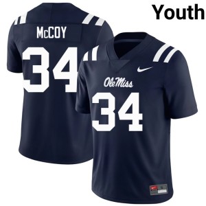 #34 Miss Rebels Youth Iverson McCoy College Football Game Navy Jerseys 220366-436