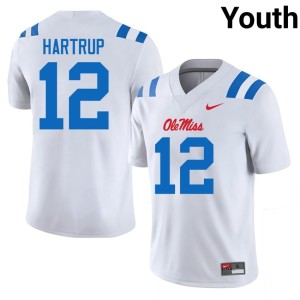 #12 College Football Ole Miss Youth Izaiah Hartrup White High School Jersey 878440-369