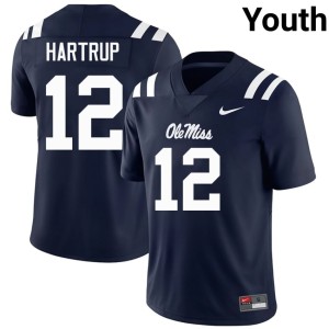 #12 College Football Youth Izaiah Hartrup Miss Rebels Navy University Jersey 724669-774