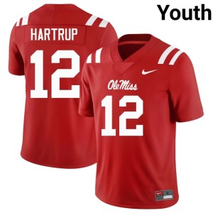 #12 Alumni Izaiah Hartrup Ole Mississippi Youth College Football Red Jerseys 234394-103