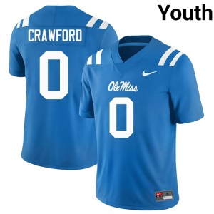 #0 Forward Rebels Limited College Football Powder Blue Youth Jalyn Crawford Jerseys 722818-168