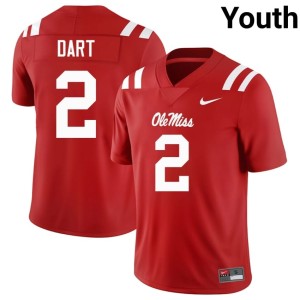 #2 NCAA Ole Miss Red Jaxson Dart College Football Youth Jersey 448374-105
