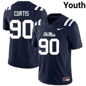 #90 College Football Jayden Curtis Youth Ole Mississippi High School Navy Jersey 946947-783