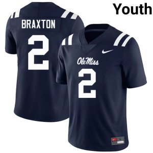 #2 Limited Youth Jaylon Braxton Navy UM Rebels College Football Jersey 670443-198