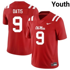 #9 College Football Ole Mississippi Rebels Youth Jehiem Oatis Red Player Jersey 905386-712