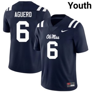 #6 Youth College Football Embroidery Navy Ole Mississippi Joenel Aguero Jerseys 855489-499