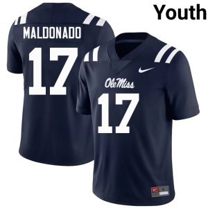 #17 Youth Navy Jonathan Maldonado Ole Miss Rebels College Football NCAA Jerseys 820785-547