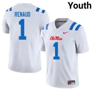 #1 Mississippi Youth College Football Jordan Renaud Replica White Jerseys 469584-340