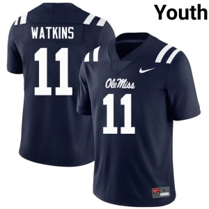 #11 UM Rebels Navy Youth Jordan Watkins College Football Official Jerseys 358406-801