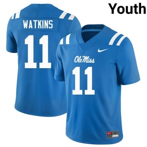 #11 Jordan Watkins Powder Blue Youth UM Rebels College Football High School Jersey 959846-614