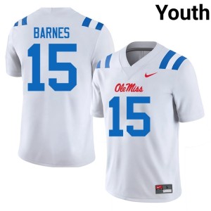 #15 Youth University of Mississippi White College Football Embroidery Landon Barnes Jersey 355079-101