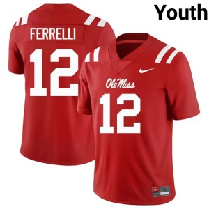 #12 Rebels Luke Ferrelli College Football Red Alumni Youth Jersey 933388-870