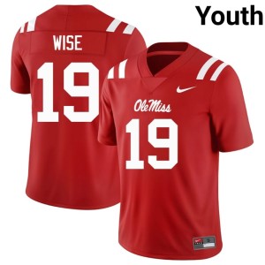 #19 Rees Wise Red College Football Youth Alumni UM Rebels Jersey 264220-214