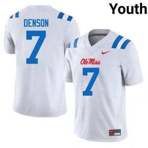 #7 Youth Sharif Denson University of Mississippi College Football White Alumni Jersey 162294-932