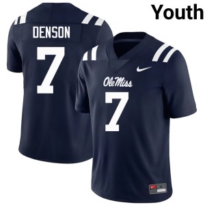 #7 Sharif Denson Official College Football Youth Navy UM Rebels Jersey 513330-215