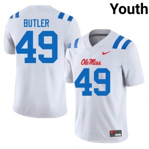 #49 Tah'j Butler Youth Mississippi Rebels Stitched White College Football Jerseys 269142-837