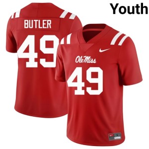 #49 University Tah'j Butler Youth University of Mississippi College Football Red Jersey 513374-609