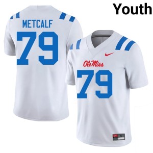 #79 Embroidery Terrence Metcalf Youth Ole Miss College Football White Jerseys 491927-596