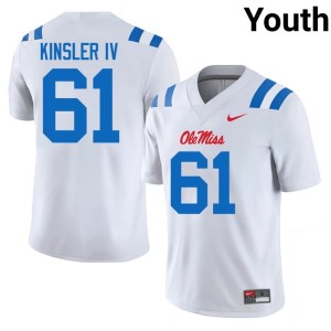 #61 Ole Mississippi Youth College Football White Embroidery Tommy Kinsler IV Jerseys 503139-513