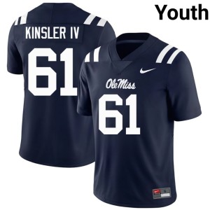 #61 University Navy College Football Youth Tommy Kinsler IV Mississippi Rebels Jerseys 609494-973
