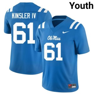 #61 Youth College Football Powder Blue Limited Mississippi Rebels Tommy Kinsler IV Jerseys 115740-558
