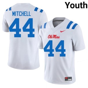 #44 College Football Youth Embroidery Ole Miss Tony Mitchell White Jersey 797037-159