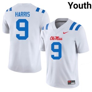 #9 White Tre Harris Youth Game Mississippi College Football Jersey 936561-954