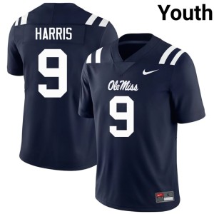 #9 2026 Youth Navy College Football Rebels Tre Harris Jersey 821528-277