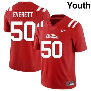 #50 University Red Youth Troy Everett College Football Mississippi Rebels Jerseys 882309-169