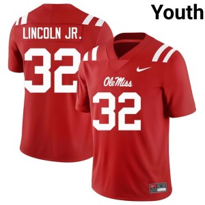 #32 Stitched UM Rebels College Football Victor Lincoln Jr. Youth Red Jersey 663132-667